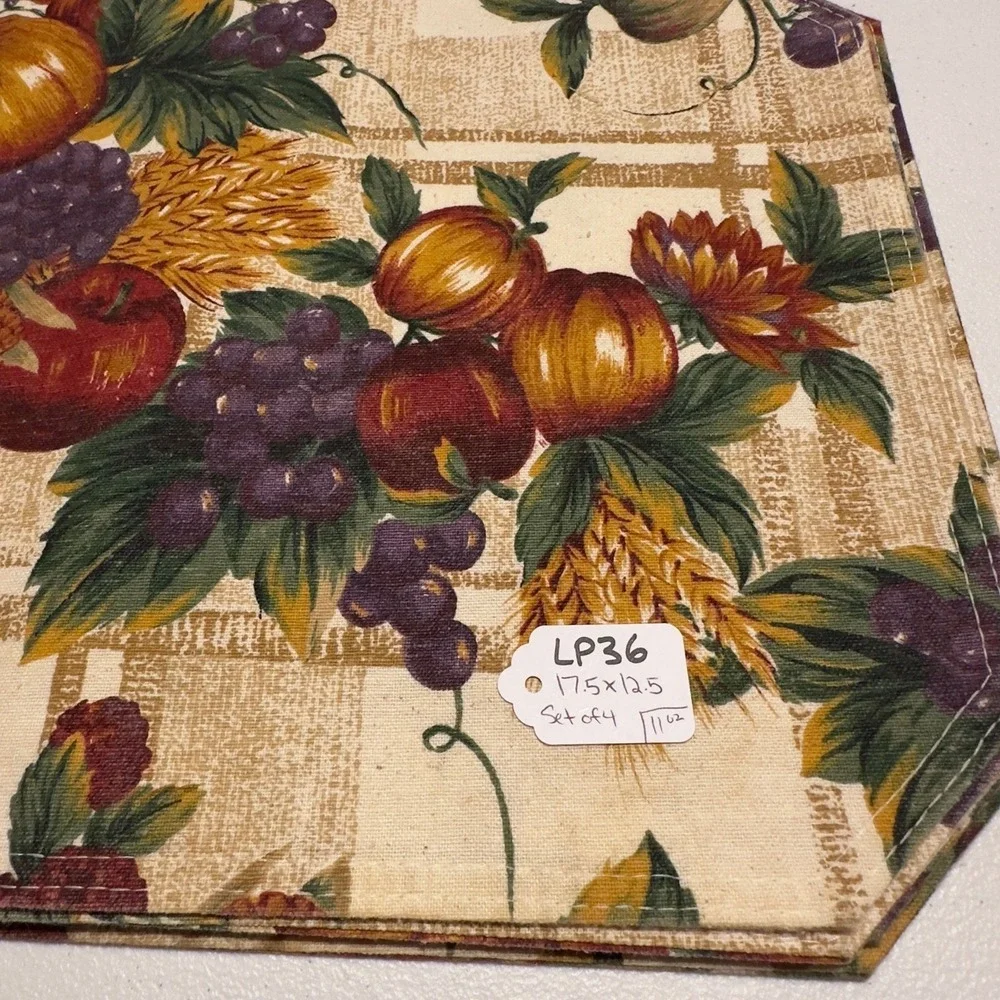 Harvest‎ Pumpkin Fruit Placemats Set of 4 Autumn Thanksgiving Table Decor